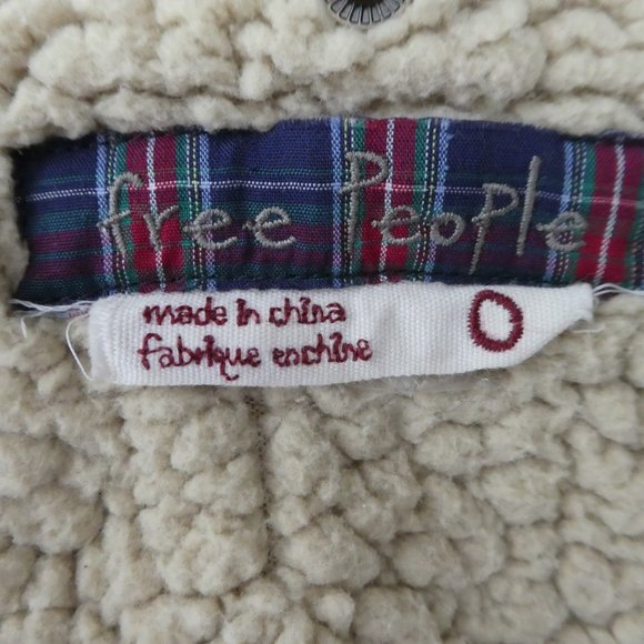 Free People Jacket Liner Vest Faux Shearling Male Snaps Cream M - Picture 7 of 9